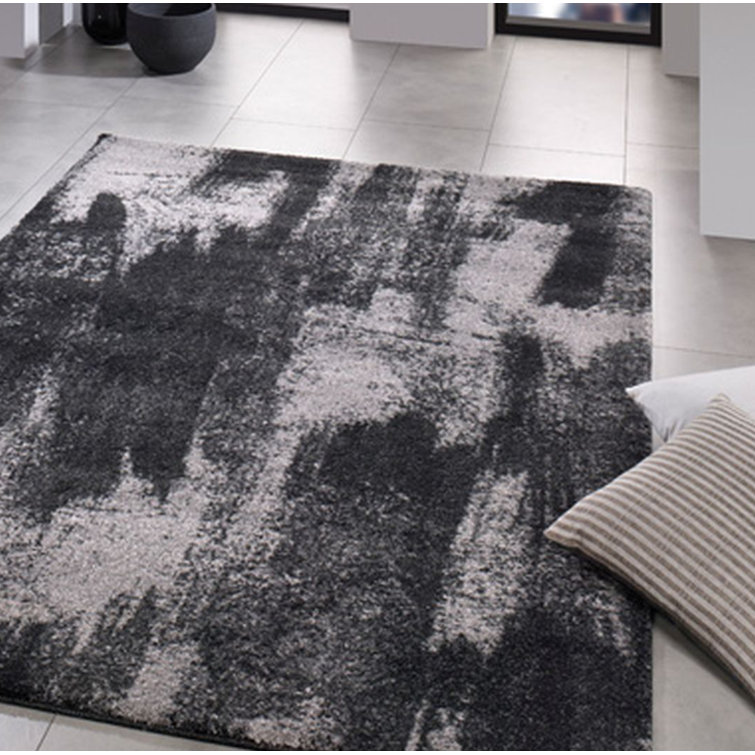 Longweave Devonshire Abstract Machine Woven Grey/Black Area Rug Wayfair.co.uk